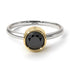 Two Tones Solitaire Bezel Black Diamond Ring - Emerson No. 20