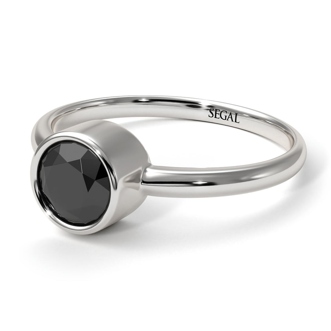 Solitaire Bezel Black Diamond Ring - Emerson No. 9