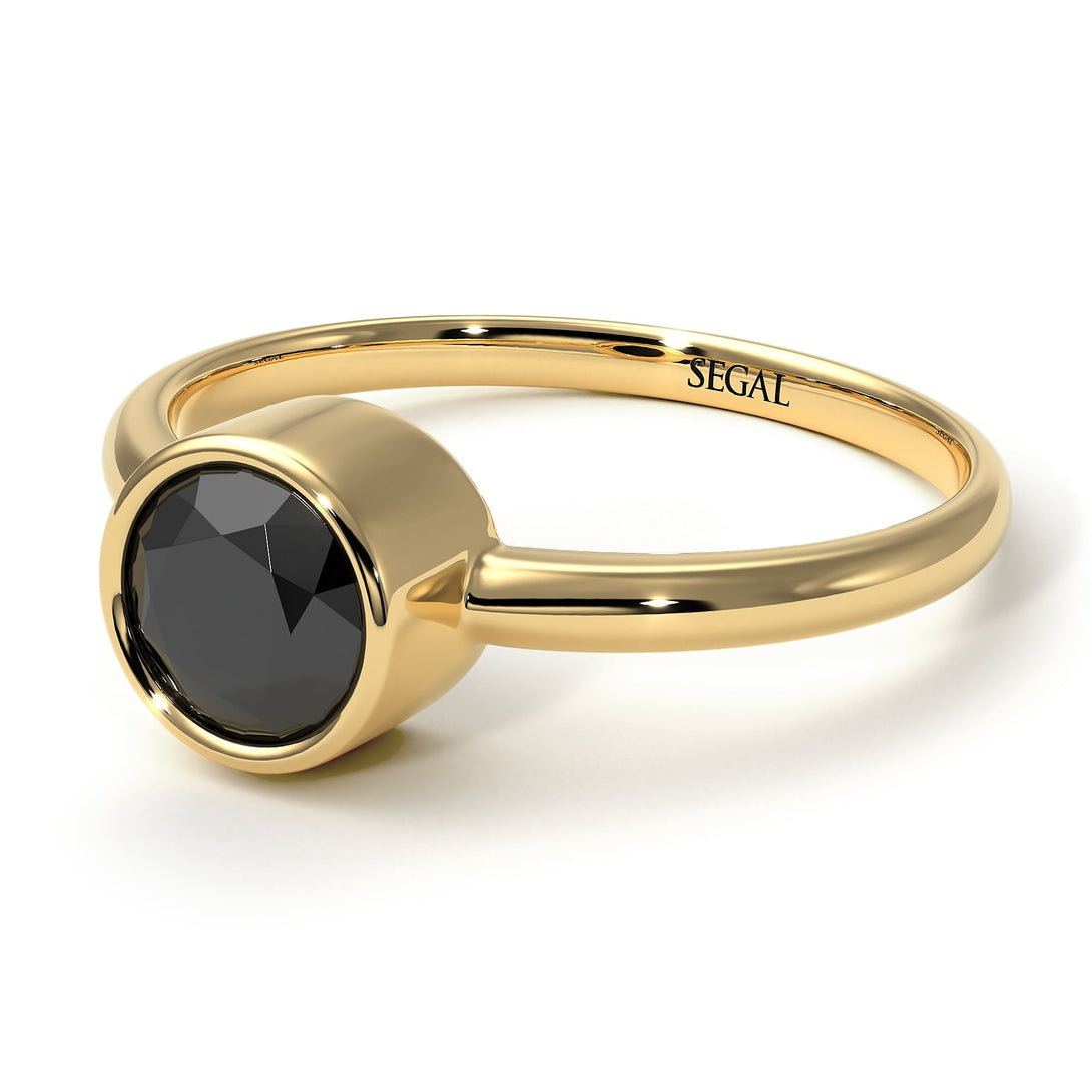 Solitaire Bezel Black Diamond Ring - Emerson No. 7