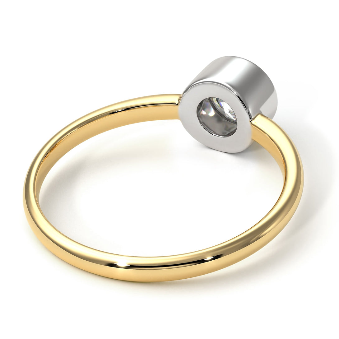 Two Tones Solitaire Bezel Diamond Ring - Emerson No. 17