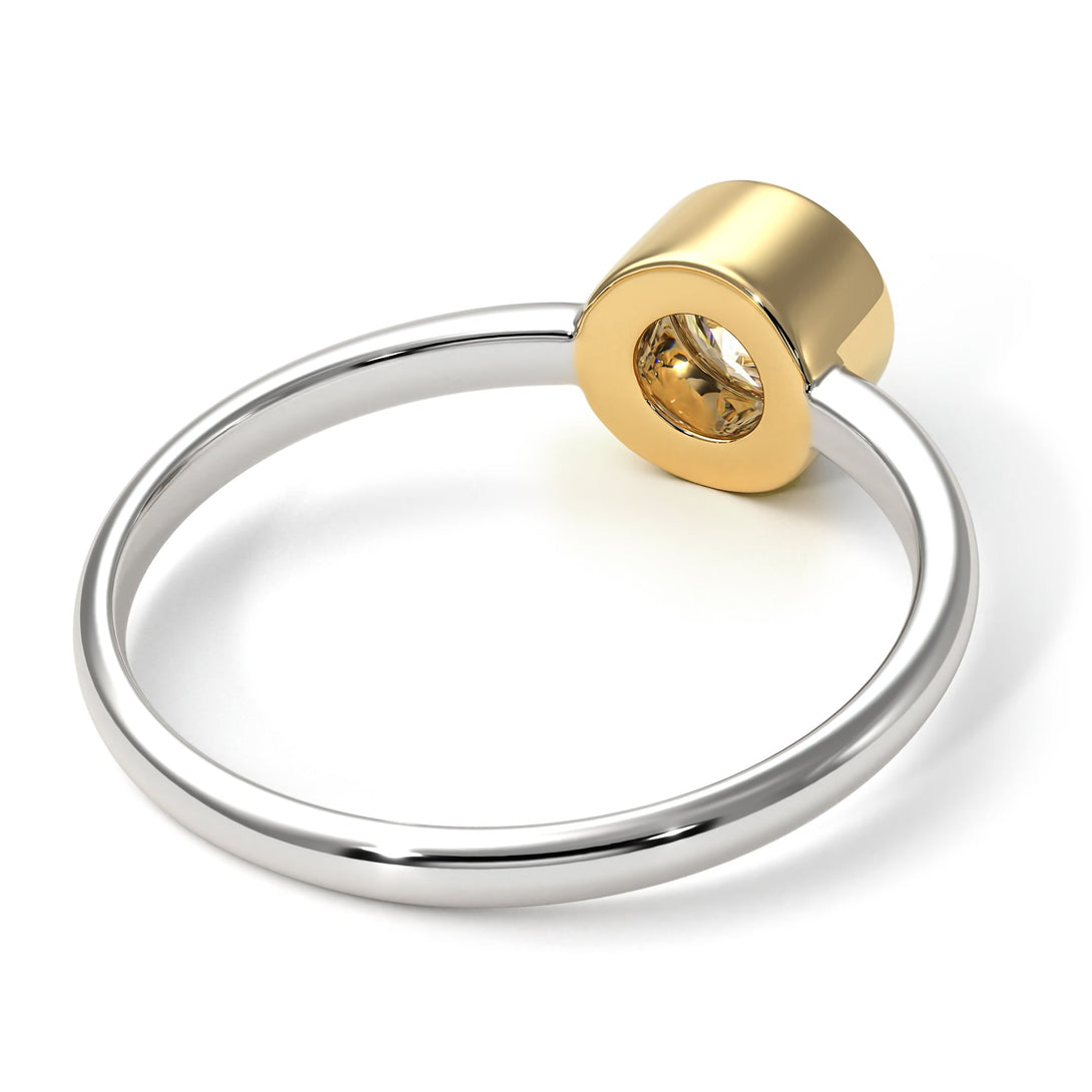 Two Tones Solitaire Bezel Diamond Ring - Emerson No. 17