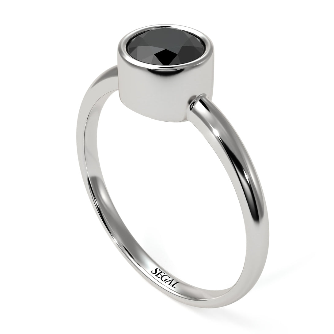 Solitaire Bezel Black Diamond Ring - Emerson No. 9