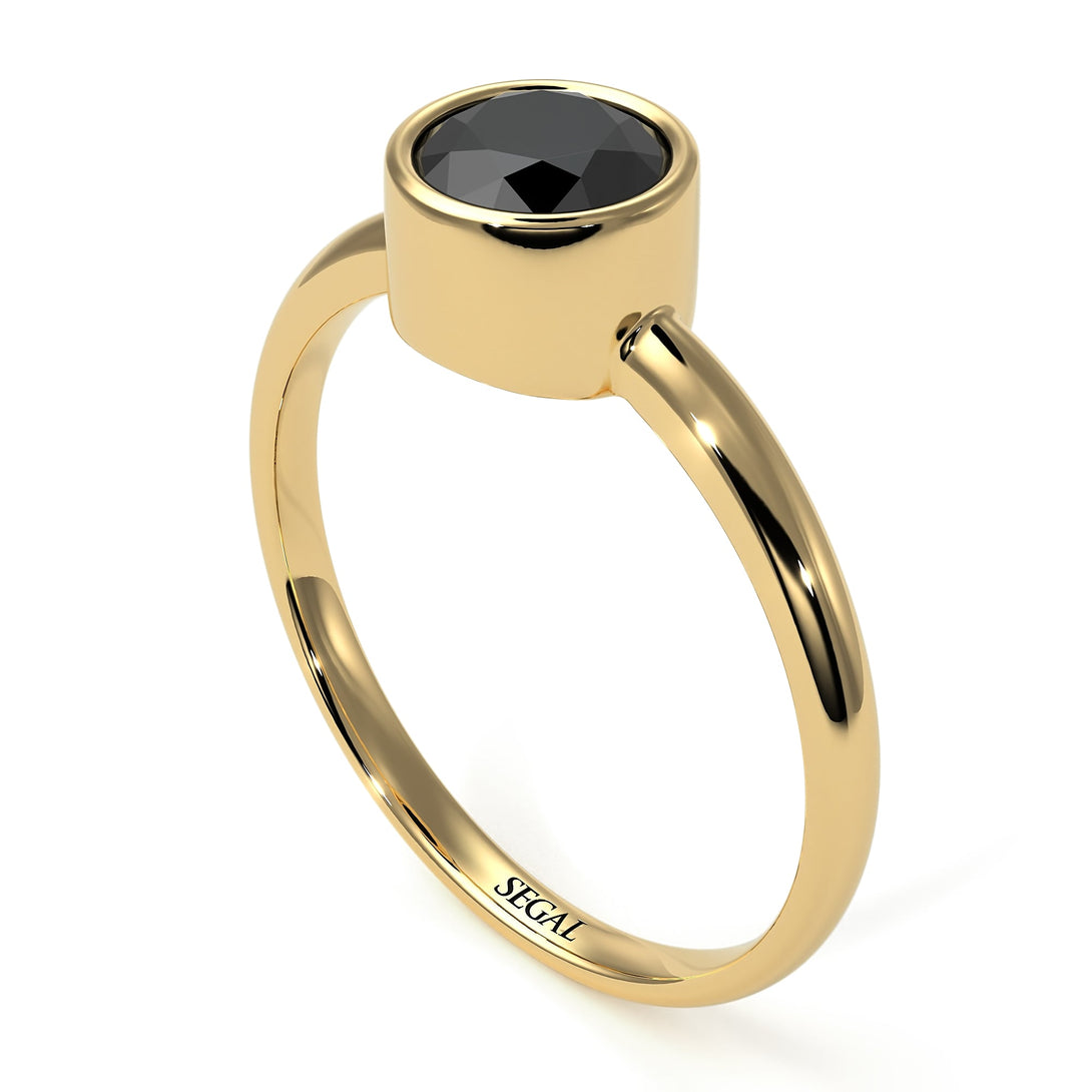 Solitaire Bezel Black Diamond Ring - Emerson No. 7