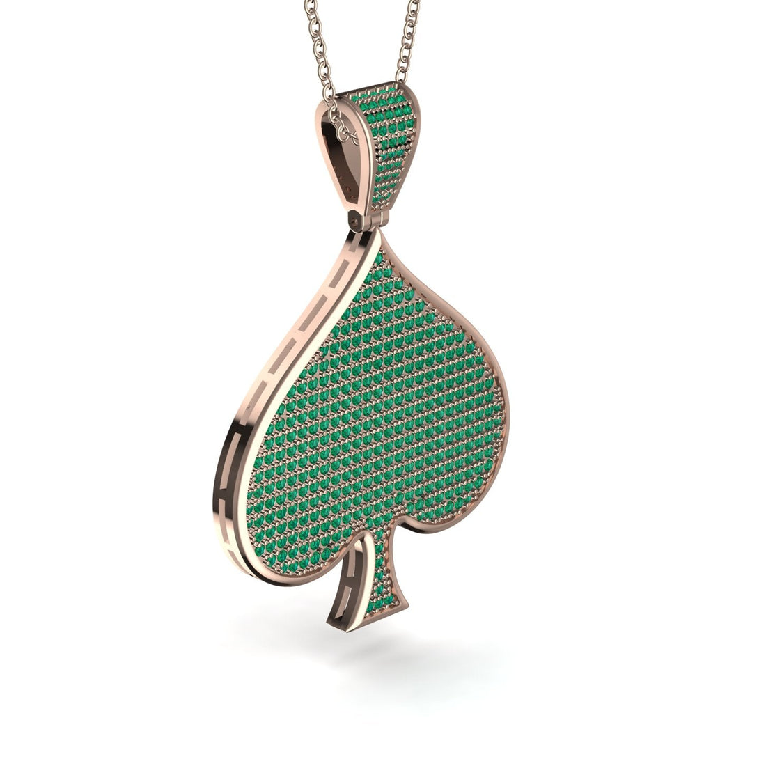 Spades Card Shape Emerald Pendant - Jerry No. 5