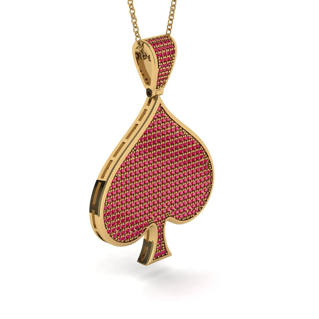 Spades Card Shape Ruby Pendant - Jerry No. 10