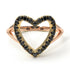 Two Tones Split Shank Heart Black Diamond Ring - Delaney No. 19