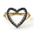 Two Tones Split Shank Heart Black Diamond Ring - Delaney No. 20