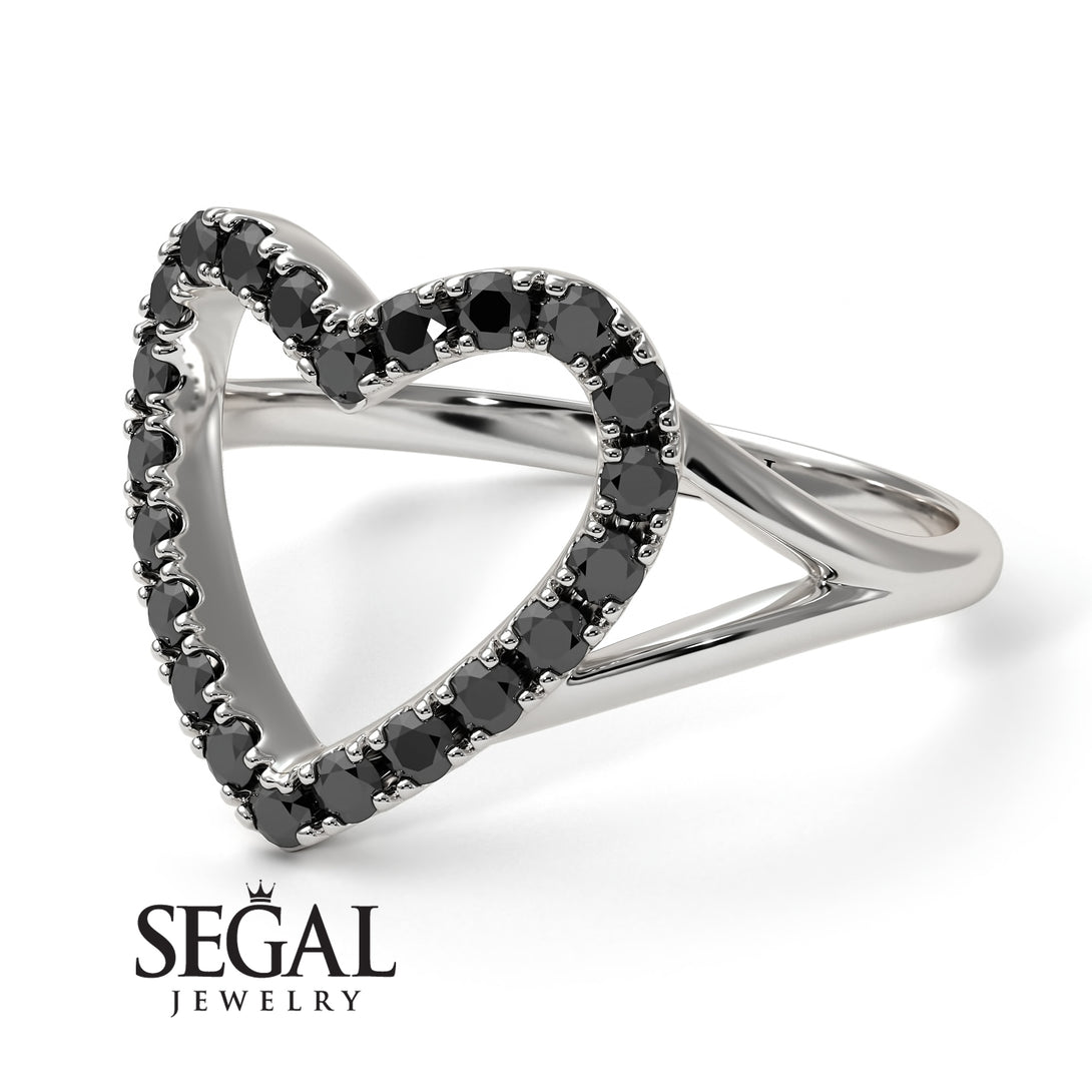 Split Shank Heart Black Diamond Ring - Delaney No. 9