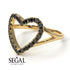 Split Shank Heart Black Diamond Ring - Delaney No. 7