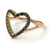 Two Tones Split Shank Heart Black Diamond Ring - Delaney No. 19