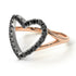 Two Tones Split Shank Heart Black Diamond Ring - Delaney No. 21