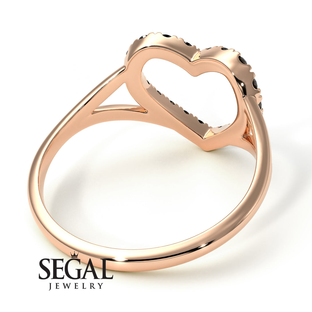 Split Shank Heart Black Diamond Ring - Delaney No. 8