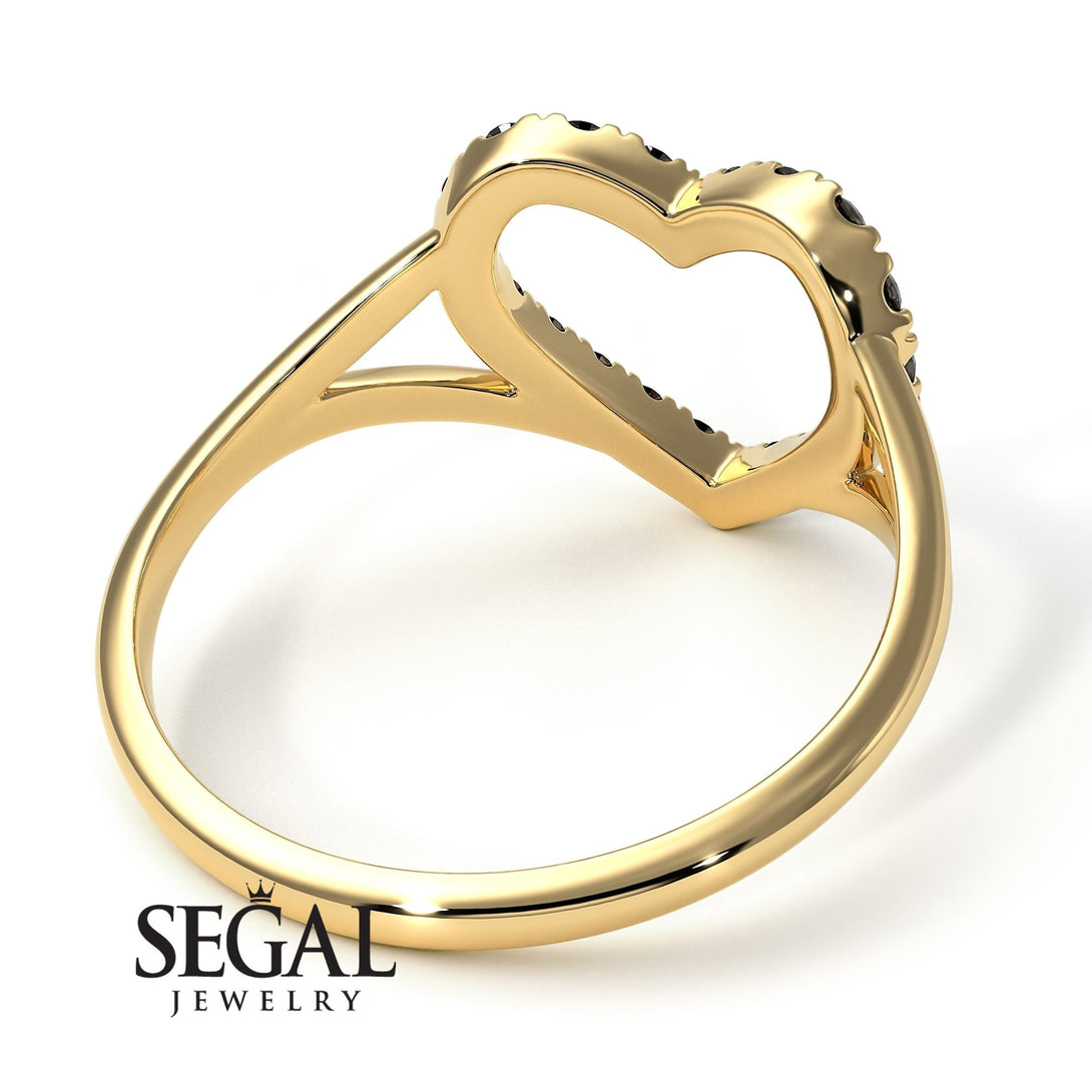 Split Shank Heart Black Diamond Ring - Delaney No. 7
