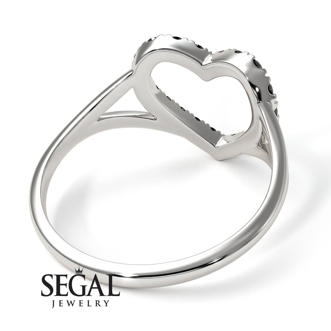 Split Shank Heart Black Diamond Ring - Delaney No. 9