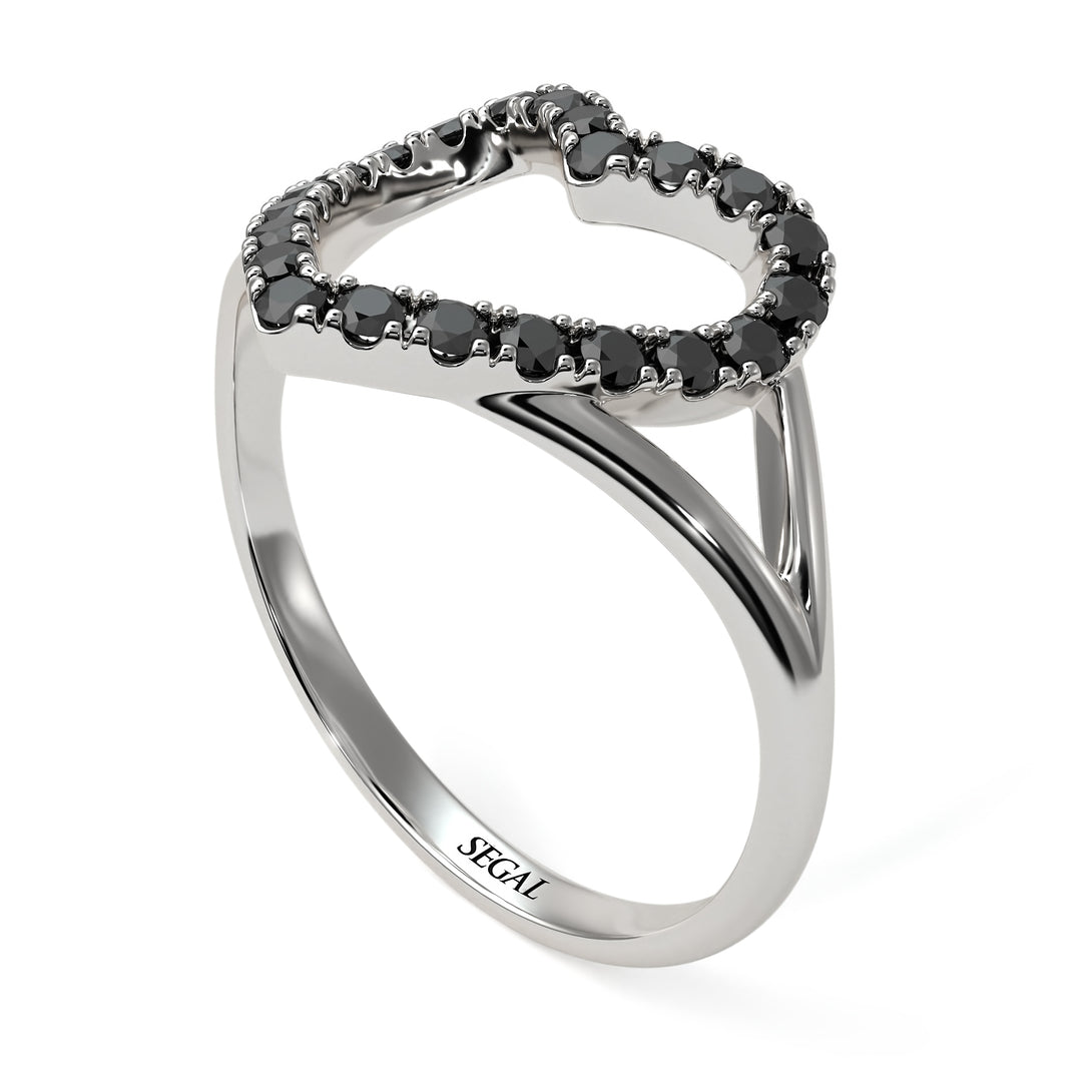Split Shank Heart Black Diamond Ring - Delaney No. 9
