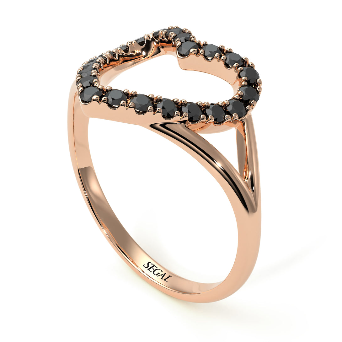 Split Shank Heart Black Diamond Ring - Delaney No. 8