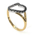 Two Tones Split Shank Heart Black Diamond Ring - Delaney No. 20