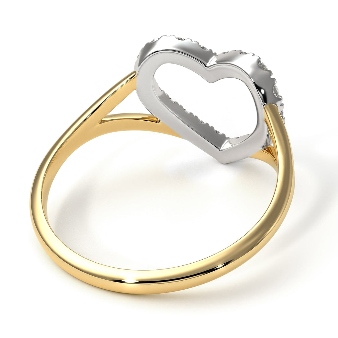 Two Tones Split Shank Heart Diamond Ring - Delaney No. 17