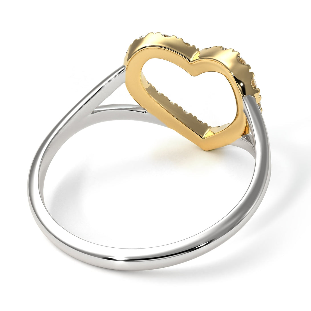 Two Tones Split Shank Heart Diamond Ring - Delaney No. 17