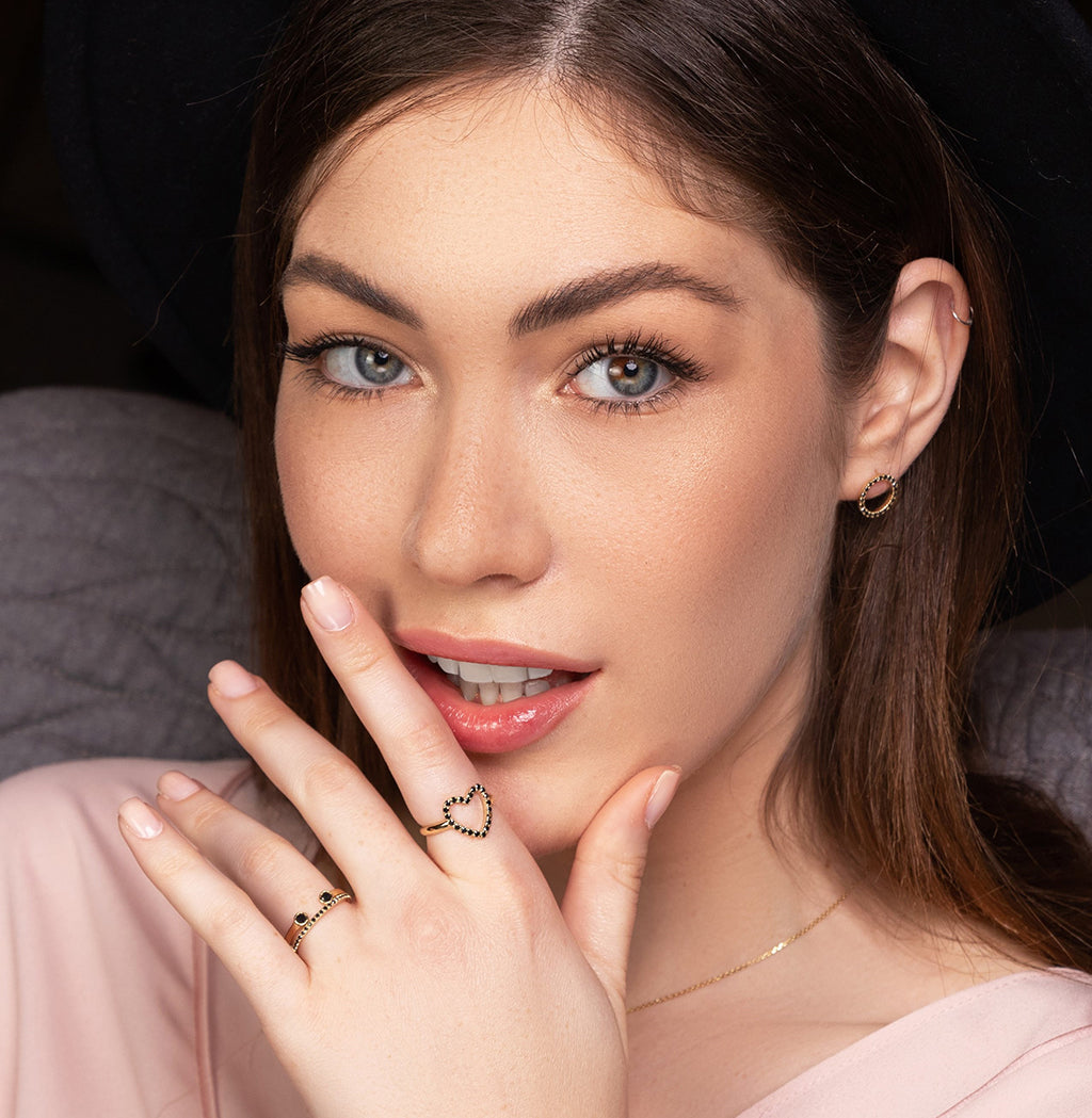 Two Tones Split Shank Heart Diamond Ring - Delaney No. 17