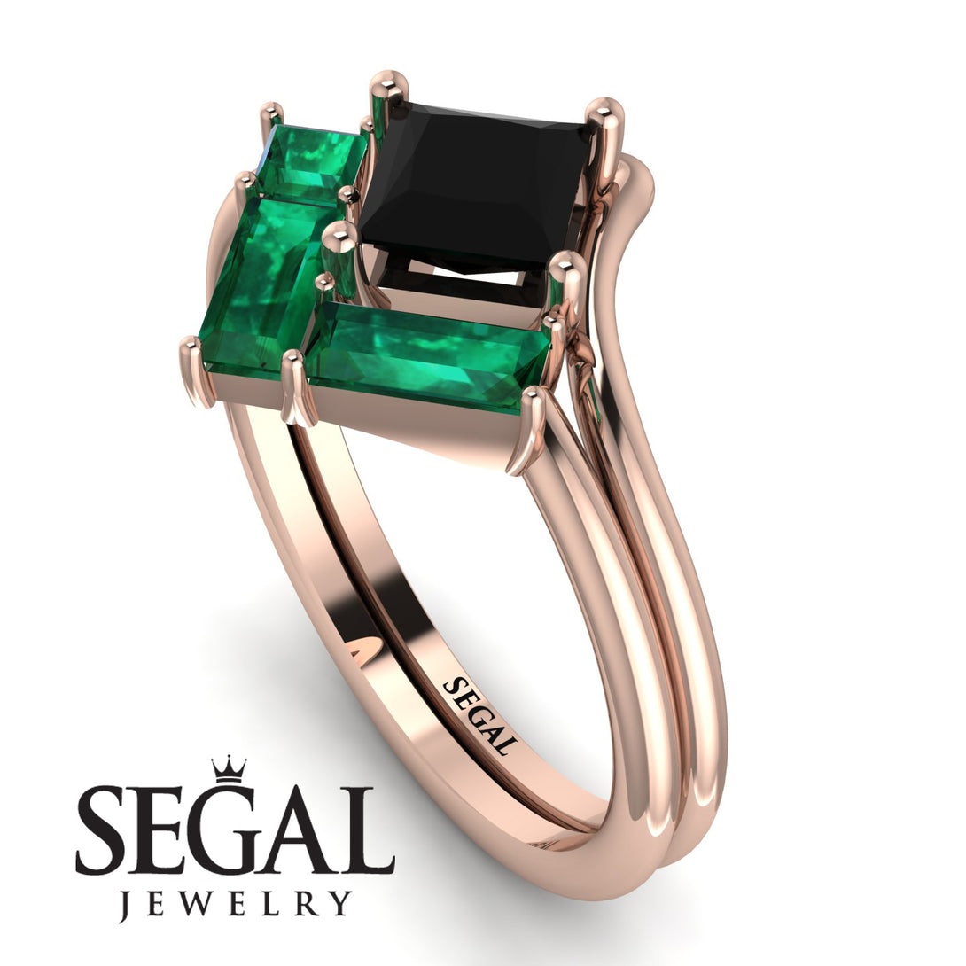 Stacking Princess Black Diamond Ring - Elise No. 23
