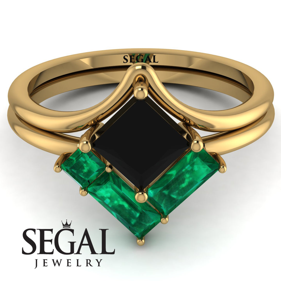 Stacking Princess Black Diamond Ring - Elise No. 22