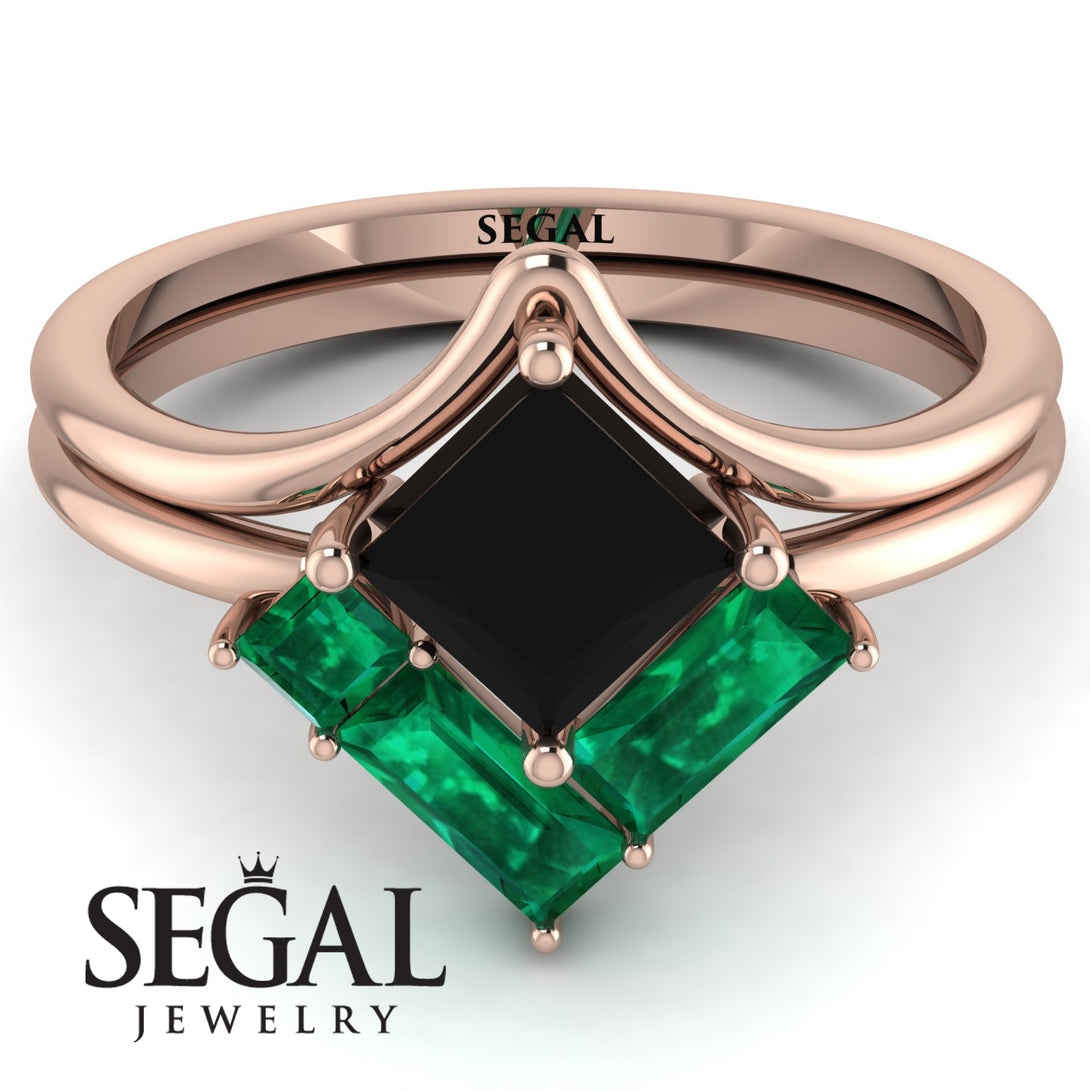 Stacking Princess Black Diamond Ring - Elise No. 23