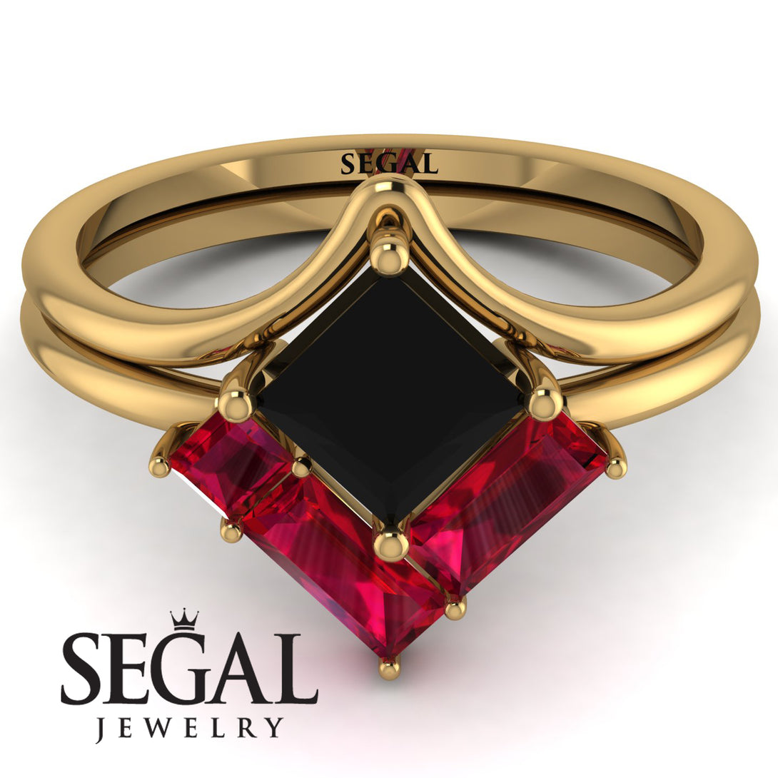 Stacking Princess Black Diamond Ring - Elise No. 52