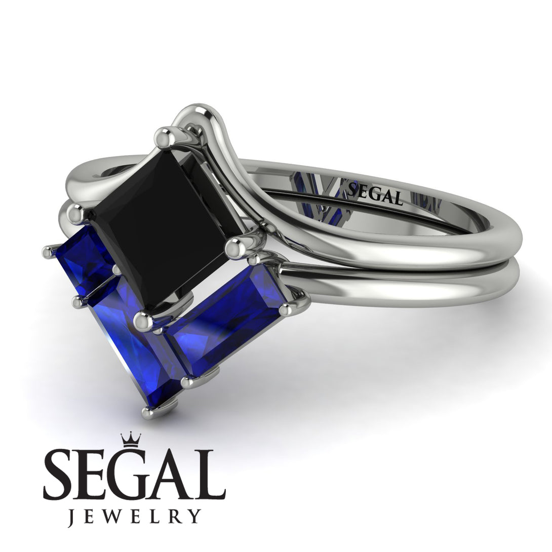 Stacking Princess Black Diamond Ring - Elise No. 69