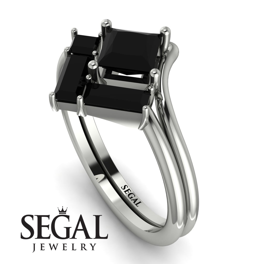 Stacking Princess Black Diamond Ring - Elise No. 39