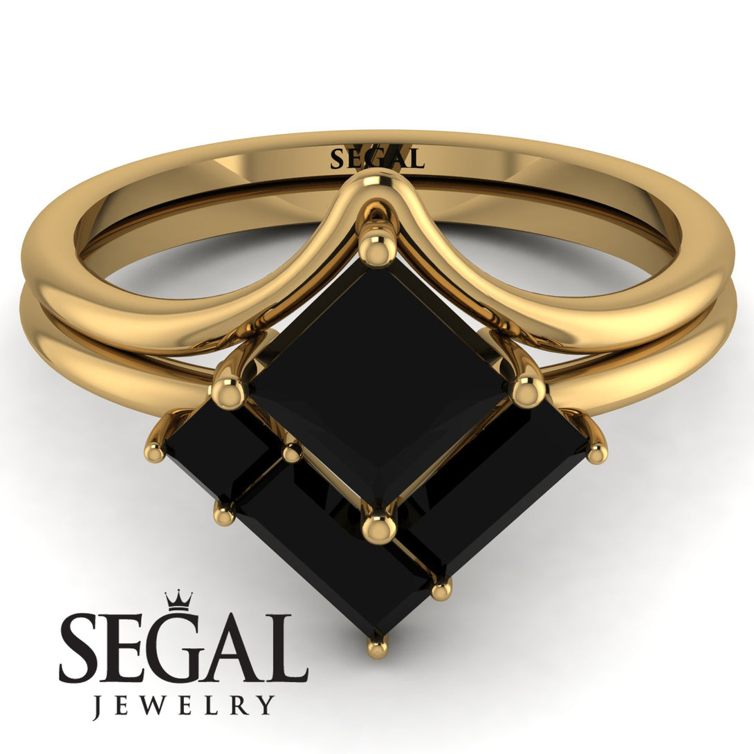 Stacking Princess Black Diamond Ring - Elise No. 37