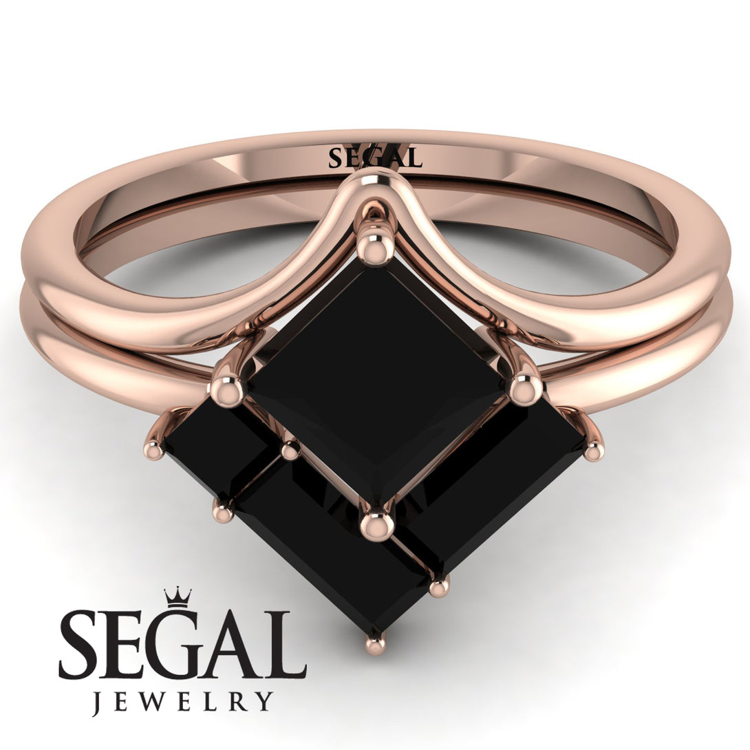 Stacking Princess Black Diamond Ring - Elise No. 38