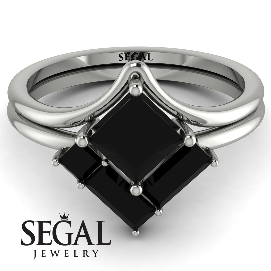 Stacking Princess Black Diamond Ring - Elise No. 39