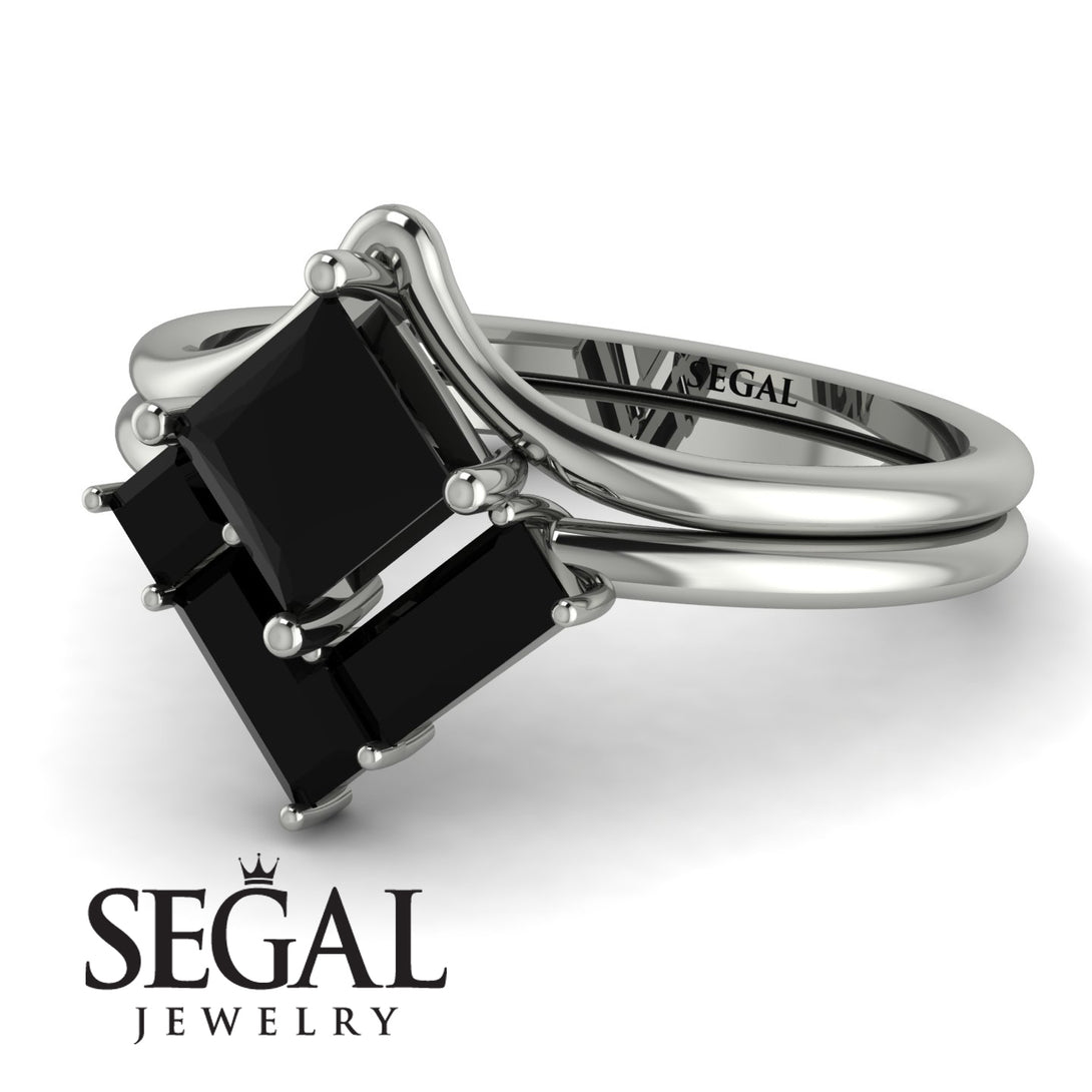 Stacking Princess Black Diamond Ring - Elise No. 39