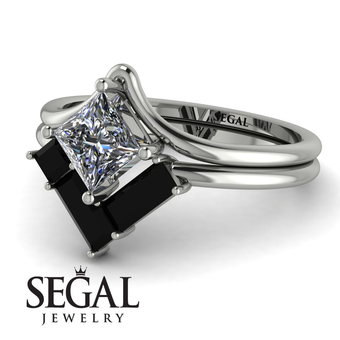 Stacking Princess Cut Diamond Wedding Ring Set - Elise No. 33