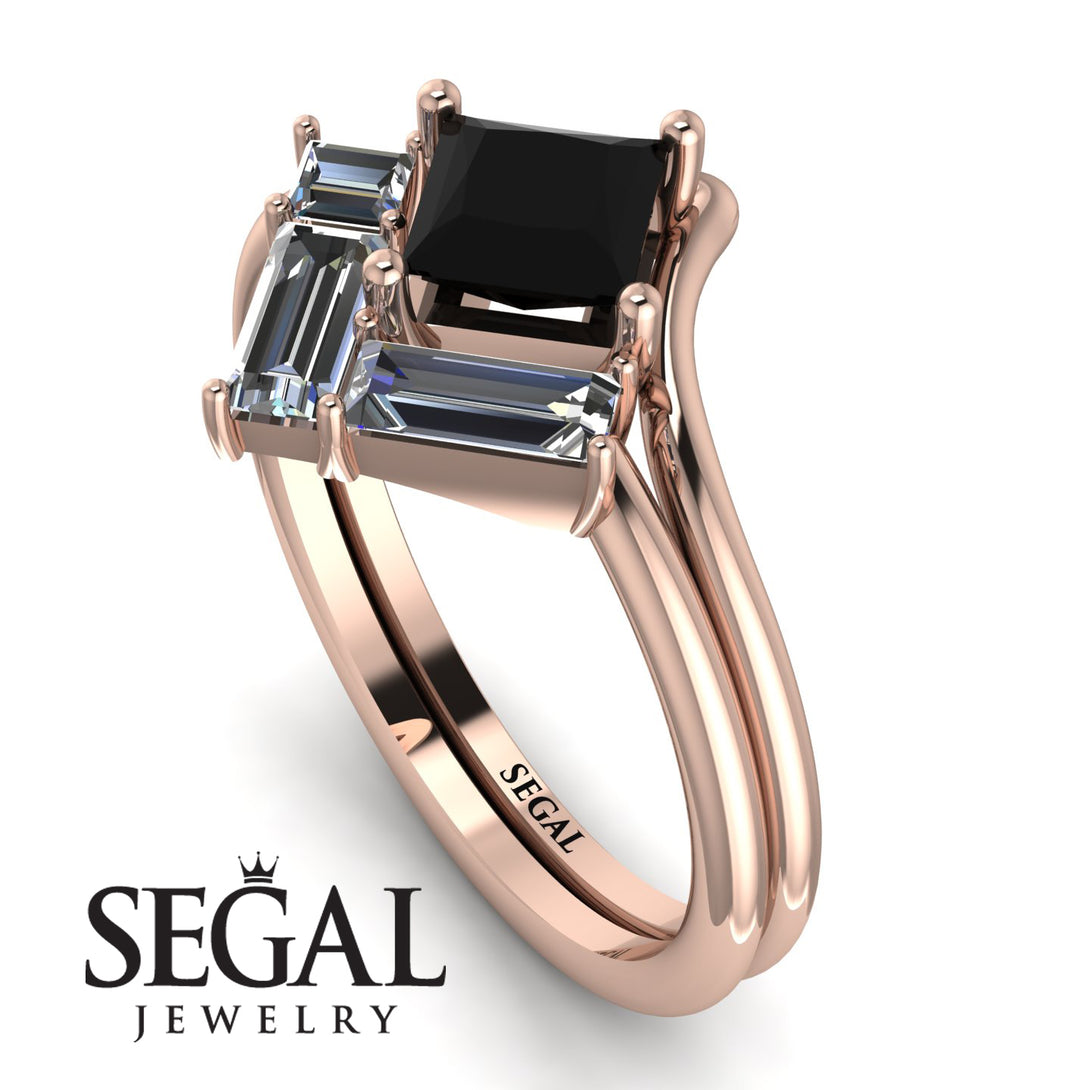 Stacking Princess Black Diamond Ring - Elise No. 8