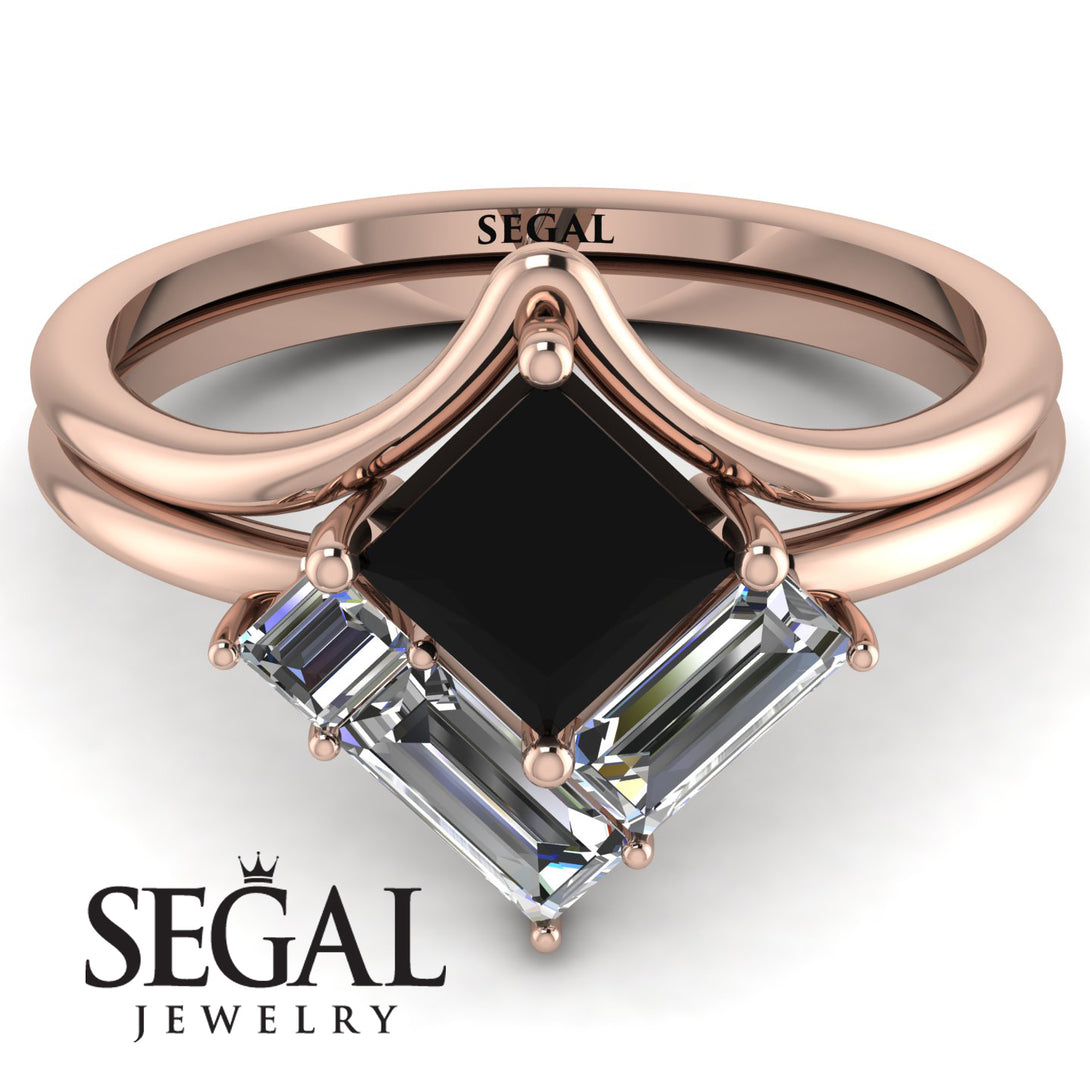 Stacking Princess Black Diamond Ring - Elise No. 8