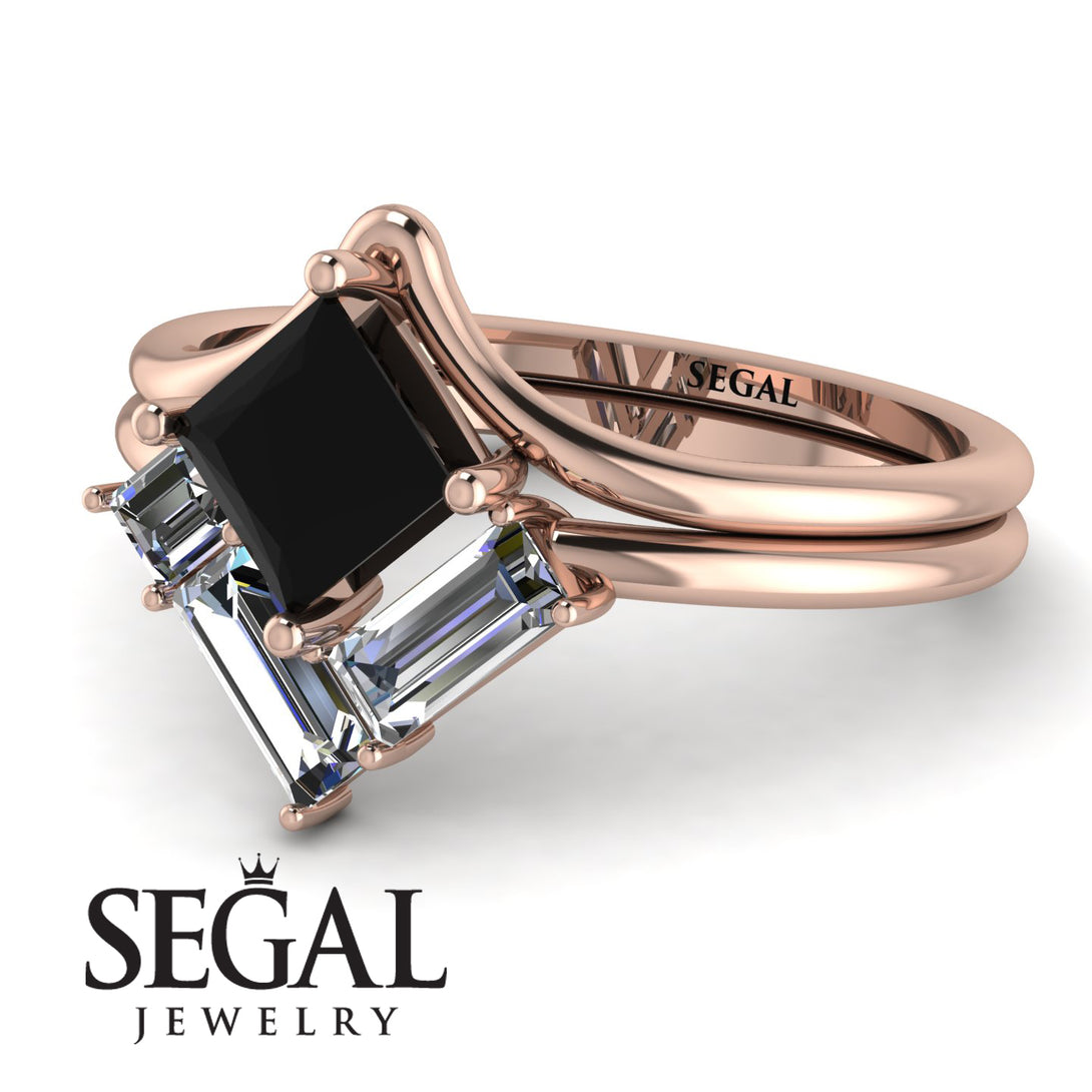 Stacking Princess Black Diamond Ring - Elise No. 8
