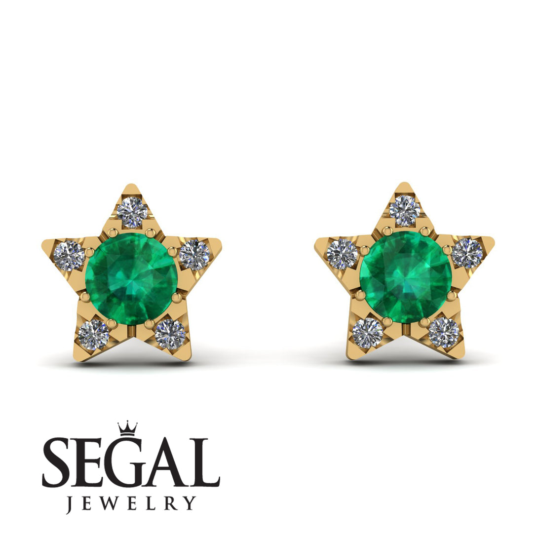 Star Halo Emerald Earrings - Zelda No. 4