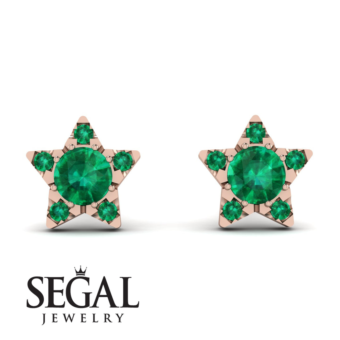 Star Halo Emerald Earrings - Zelda No. 20