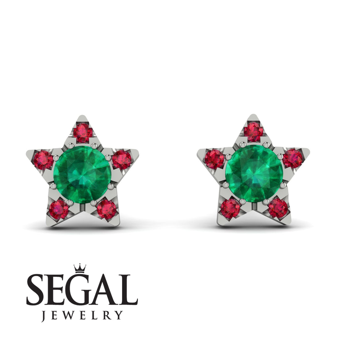 Star Halo Emerald Earrings - Zelda No. 51