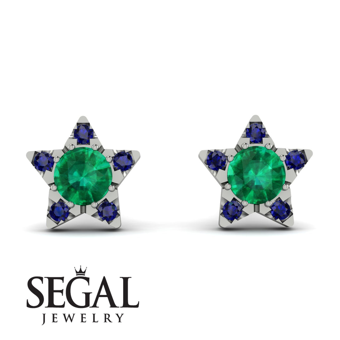 Star Halo Emerald Earrings - Zelda No. 66