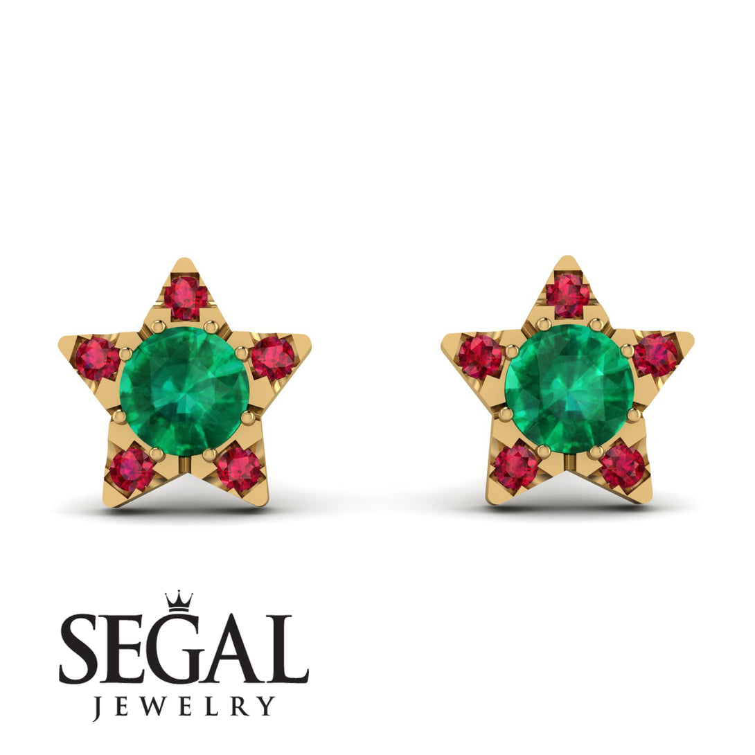 Star Halo Emerald Earrings - Zelda No. 49