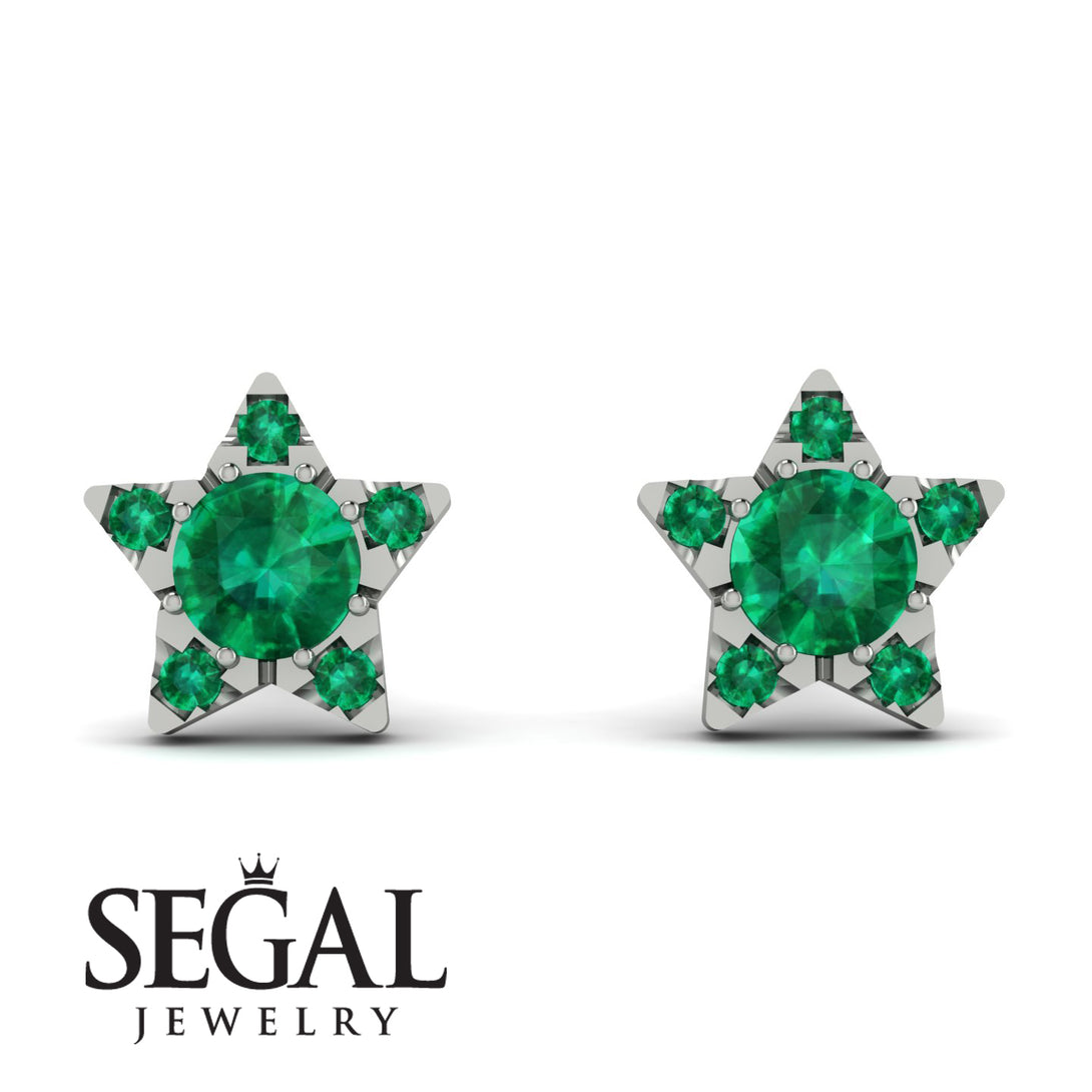 Star Halo Emerald Earrings - Zelda No. 21