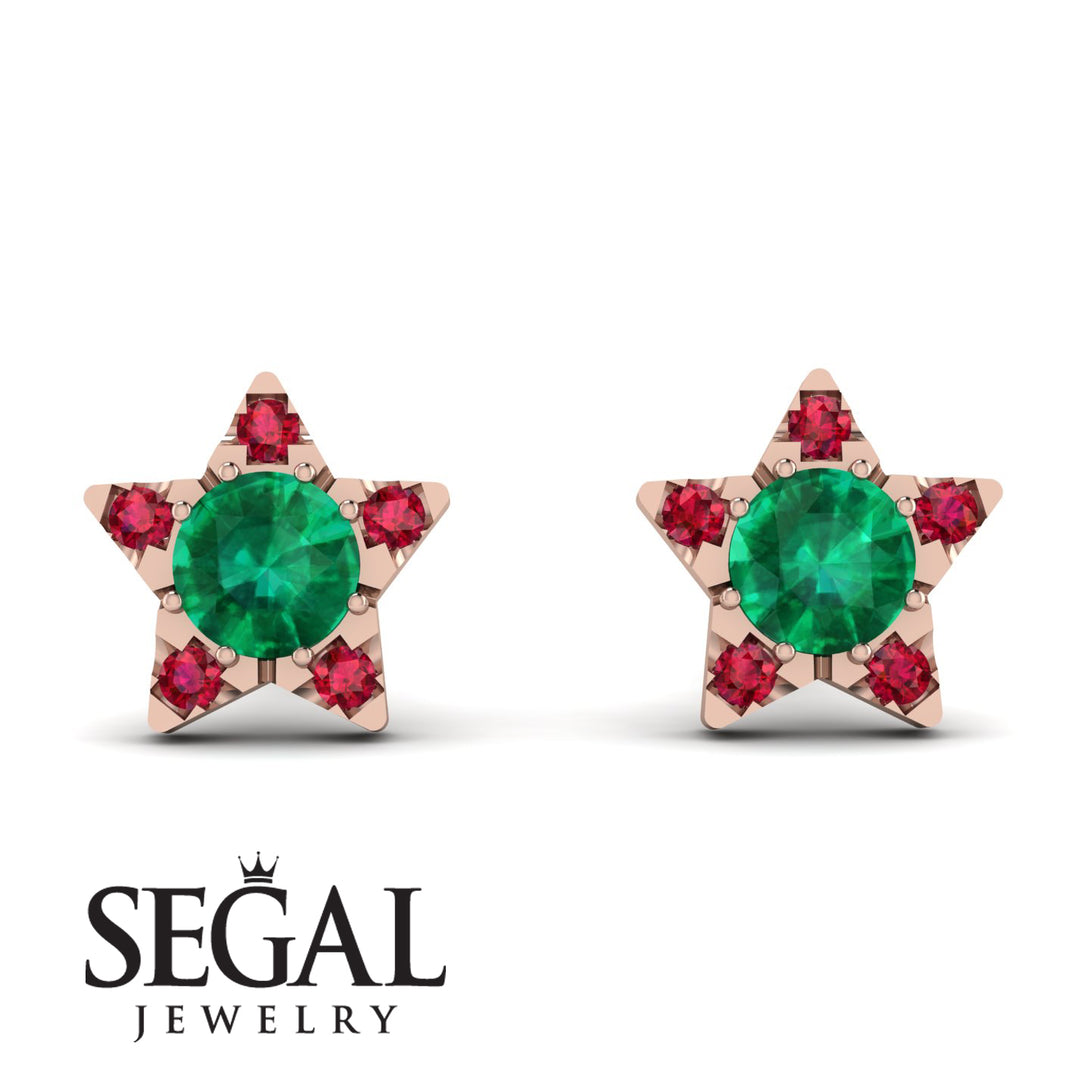 Star Halo Emerald Earrings - Zelda No. 50