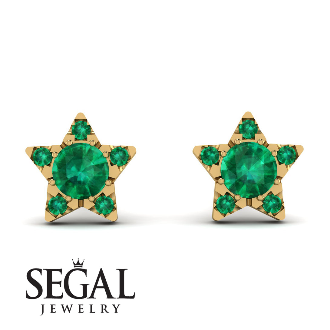 Star Halo Emerald Earrings - Zelda No. 19