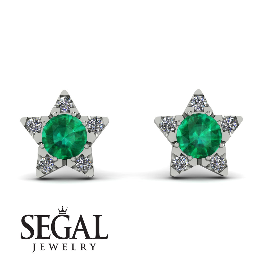 Star Halo Emerald Earrings - Zelda No. 6