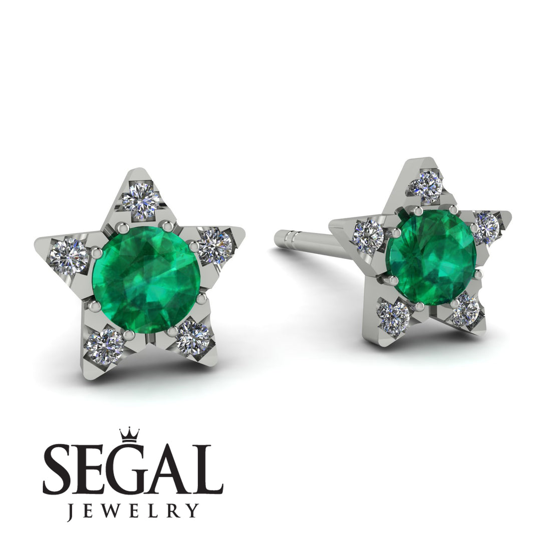Star Halo Emerald Earrings - Zelda No. 6