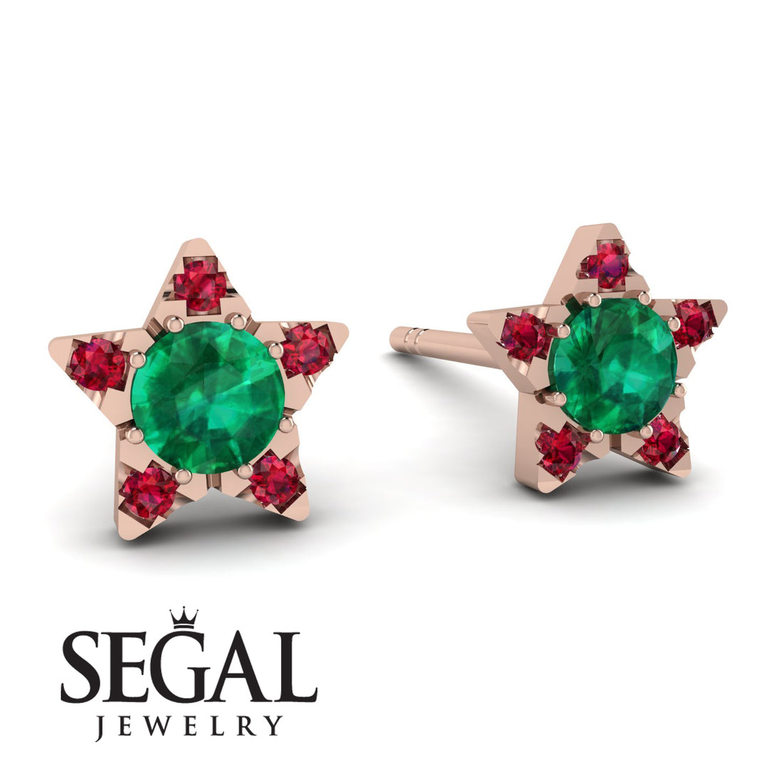 Star Halo Emerald Earrings - Zelda No. 50