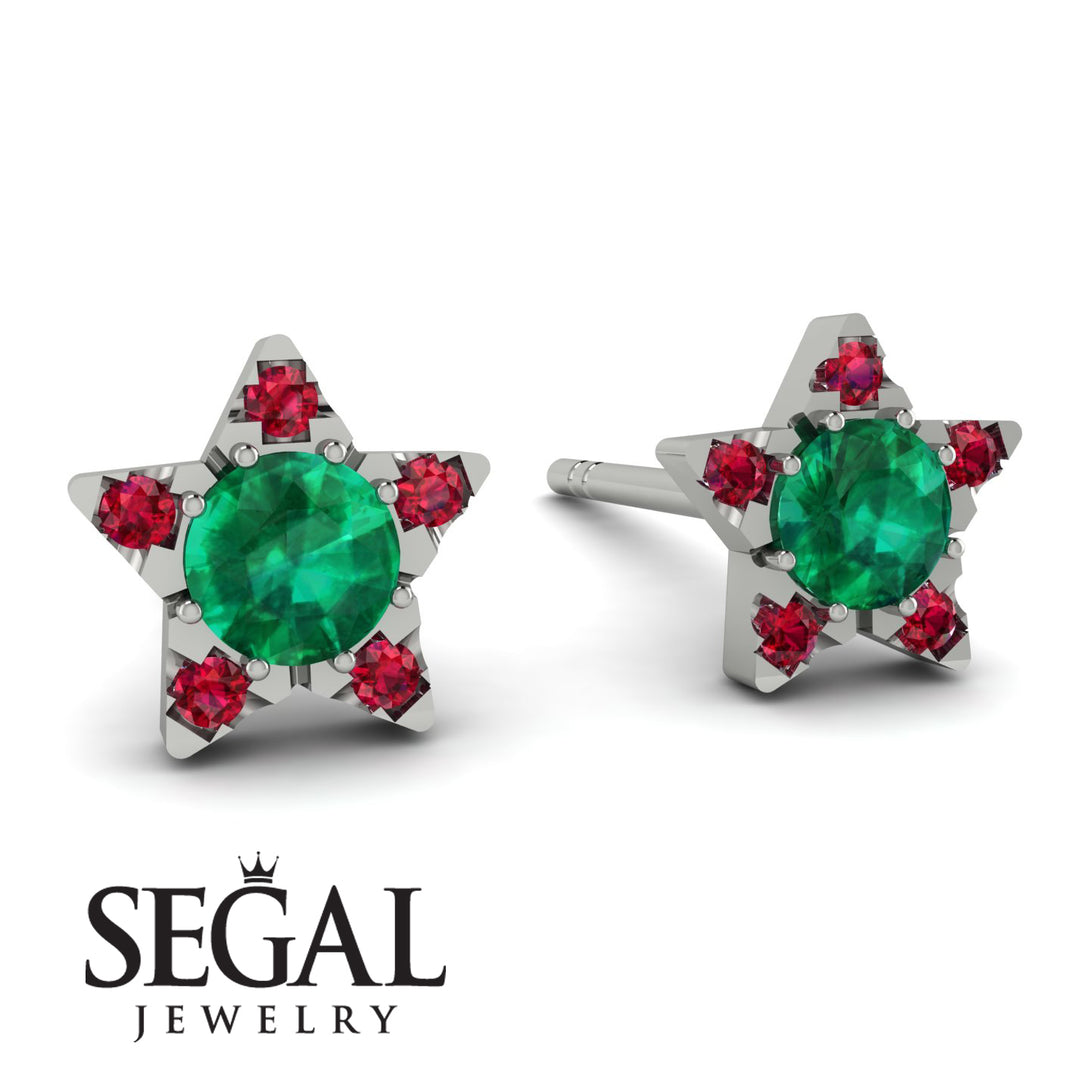 Star Halo Emerald Earrings - Zelda No. 51